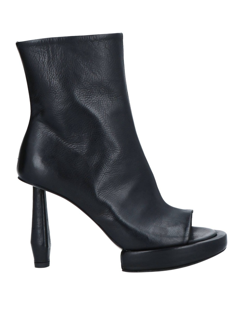 MALLONI Black Leather Ooen Toe Ankle Boots